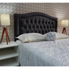 Imagem de Cabeceira Cama Casal Capitonê Sophia Provençal Corano Preto 60 rbl