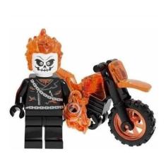 Imagem de Boneco Blocos De Montar Moto Motoqueiro Fantasma Fire Chain