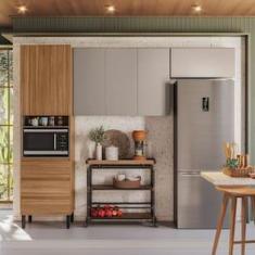 Imagem de Cozinha Compacta Demóbile Lazuli com 5 Portas, 3 Gavetas e 2 Prateleiras - 259,5cm de largura - Amêndola Touch/Nude Prime TX