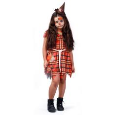 Imagem de Fantasia Halloween Espantalho Menina Infantil Com Chapéu