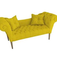 Imagem de Namoradeira Recamier Sofá Decorativo 02 Lugares Dubai Amarelo - LM DECOR