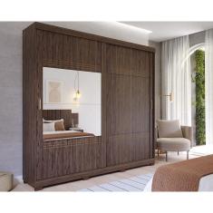 Imagem de Guarda Roupa Casal 2 Portas de Correr e 4 Gavetas c/ 1 Espelho Blumenau Cacau - Panan