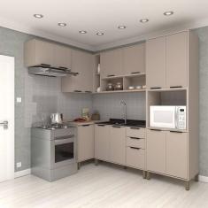 Imagem de Cozinha Modulada Completa 6 Peças Com Balcões E Aéreos Sem Pia Stylo Luciane Móveis Cinammon