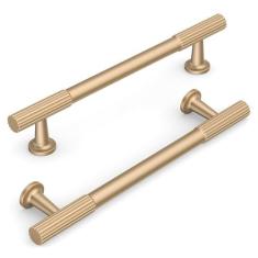 Imagem de KNOKLOCK Pacote com 10 puxadores de armário de cozinha de 128 mm (5 polegadas) puxadores de armário dourado champanhe puxadores de gaveta para armário de guarda-roupa