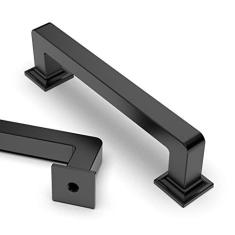 Imagem de Asidrama Pacote com 10 alças pretas foscas de armário de cozinha, 96 mm, puxadores de armário, puxadores de cozinha, puxadores de armário, puxadores de gaveta, puxadores de cômoda