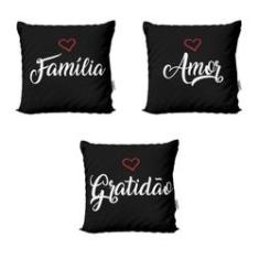 Imagem de Capas De Almofadas Preto Família, Amor E Gratidão Para Sofá