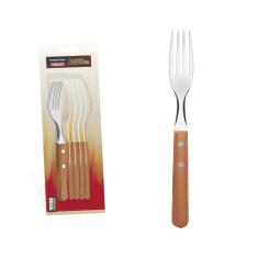 Imagem de CONJUNTO DE GARFOS DE MESA TRAMONTINA DYNAMIC COM LÂMINAS EM AÇO INOX E CABOS DE MADEIRA NATURAL 6 PEÇAS 22302600