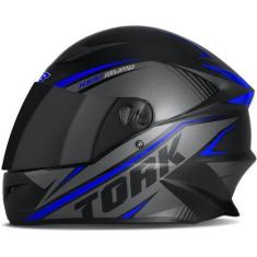 Imagem de Capacete Moto Fechado R8 Pro Tork Lançamento Azul Viseira Fumê Tamanho