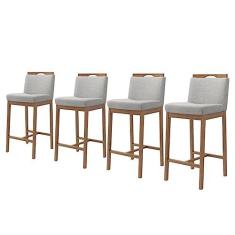 Imagem de Conjunto 4 Banquetas Madeira Maciça Dani Nogueira Tec Lona