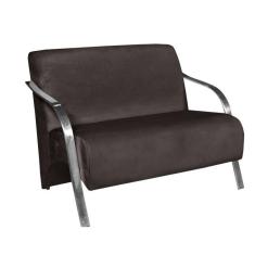 Imagem de Poltrona Namoradeira Vênus Suede Braço Alumínio Marrom