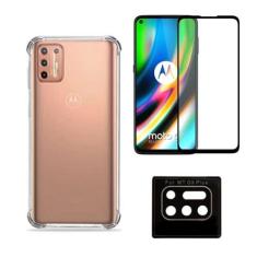 Imagem de Kit Capinha Para Celular Antichoque + Película 3D 9d Nano Blindada + Película Câmera Compatível Motorola Moto G9 PLus