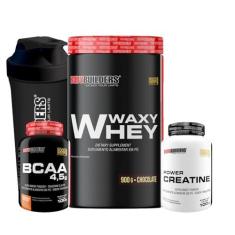 Imagem de Kit Waxy Whey 900g + Power Creatina 100g + BCAA 100g + Coqueteleira - Bodybuilders Sabor Chocolate