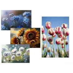 Imagem de Kit 4 Quebra-cabeças Atividades para Mente As Flores 60 peças
