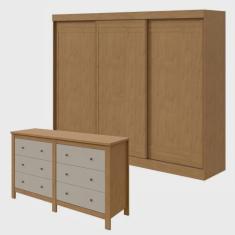 Imagem de Conjunto de Guarda-Roupa 3 Portas 4 Gavetas Nice e Cômoda 6 Gavetas em mdp/mdf Maggiore New