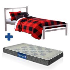Imagem de Cama Solteiro Ferro 88 Cinza Primoart Colchão Probel D20