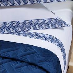 Imagem de Jogo de Cama King Luke 4 Peças Percal 200 Fios Bernadete Casa Azul