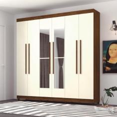 Imagem de Guarda Roupa 6 Portas Com Espelho Audi Imbuia Champanhe