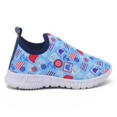 Imagem de Tênis Infantil Escolar Calce Facil Leve Confortável Ancora Azul Bebe -