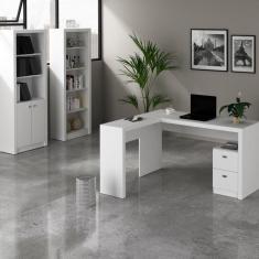 Imagem de Conjunto Home Office 3 Peças Com 1 Mesa Para Escritório Em L E 2 Estantes Tecno Mobili 