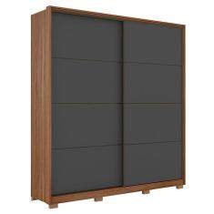 Imagem de Guarda Roupa Casal Belga 2 Portas Deslizantes Amêndola-grafito Com Pés - Demartêz Amêndola-grafito