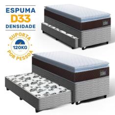 Imagem de Cama Box com Colchão de Espuma D33 Pillow Top Comfort Luxo + Auxiliar de Molas Unique Solteiro 88cm