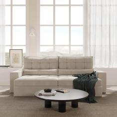 Imagem de Sofá Retrátil e Reclinável 4 Lugares 270cm Embaúba Extra Cabecasa Madeiramadeira Bege Fosco