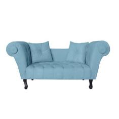 Imagem de Recamier Decorativo Divã Dubai Suede Azul Tifany Pés Madeira Mz Decor