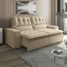 Imagem de Sofá Retrátil e Reclinável 290cm Veludo M118 Café com Leite