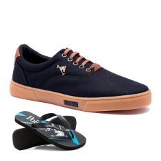 Imagem de Tênis Masculino Casual Em Lona Polo Joy Reto + Chinelo