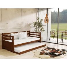 Imagem de Sofá Cama Com Cama Auxíliar Em Madeira Maciça Enjoy - Castanho - Marrom