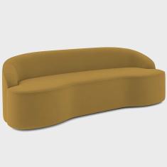Imagem de Sofá 3 Lugares Curvo Sala de Estar Living Lótus D02 Veludo Mostarda 180 cm C-279 - Lyam Decor