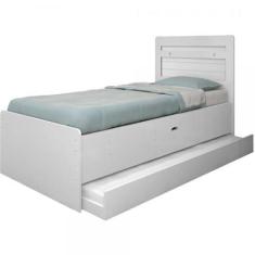 Imagem de Bicama Solteiro Baú Branca com Auxiliar e Colchões