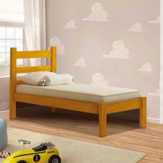 Imagem de Cama Solteiro Com Cabeceira Em Madeira Maciça E Colchão Marrom Adeline Shop Jm