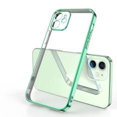 Imagem de Capa de telefone transparente quadrada luxuosa de silicone para iPhone 11 12 13 Pro Mini Xs Max X Xr Se 2020 7 8 Plus Capa macia revestida, verde claro, para iPhone xs max