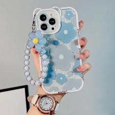 Imagem de Bonito 3D arco-íris urso orelha flor transparente pendurar telefone corrente capa de silicone para iphone 15 14 Pro Max 13 12 11 X XR XS capa macia, b, para iPhone XS Max