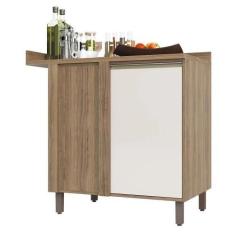 Imagem de Balcão Cozinha 95cm Canto Reto 1 Porta Perola off Mel Luciane Móveis