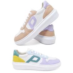 Imagem de Kit 2 Tênis Feminino Casual Cano Baixo Leve E Confortável Do 34 Ao 44