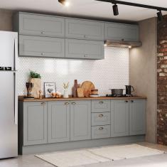 Imagem de Cozinha Completa Americana 10 Portas 3 Gavetas 100% Mdf Cinza - Henn