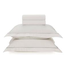 Imagem de Jogo de Cama Queen Karsten 200 Fios Percal 100% Algodão Deliz Branco/Cinza