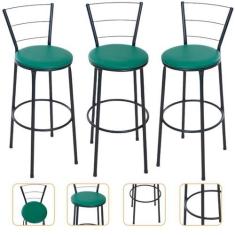 Imagem de Kit 3 Bancos Banquetas Altas Para Área De Lazer Churrasco - EJC ESPAÇO