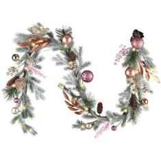 Imagem de Decoração de guirlanda de Natal de Hannah Prelit 1,8 m com enfeites em