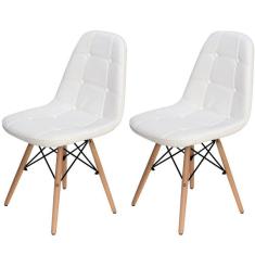 Imagem de Kit 2 Cadeiras Charles Eames Botonê Eiffel Wood Estofada Couro