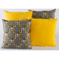 Imagem de Kit Com 4 Capas Para Almofadas Decorativas De Sofá 40x40 Amarelo