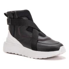 Imagem de Tênis Feminino Cano Alto Zíper Liso Moderno Conforto-Feminino