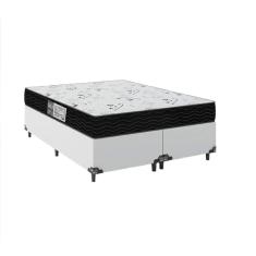 Imagem de Cama Box Casal Bipartido + Colchão D33 One Face - 56x138x188cm - Couro Branco