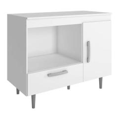 Imagem de Balcão de Cozinha Multiuso 1 Porta 1 Gaveta Cor Branco - Poliman Móveis
