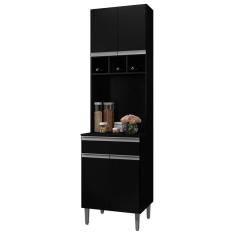 Imagem de Paneleiro Duplo 61Cm Com Nicho 4 Portas 1 Gaveta Preto