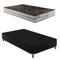 Imagem de Box Solteiro Íris 42x88x188cm com Colchão Solteiro Unique D33 Plus Duoface 25x88x188cm Preto Elegancy