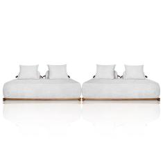 Imagem de Sofá 6 Lugares Ilha 2 Módulos 220cm Viero S06 Bouclê Branco - Mpozenato