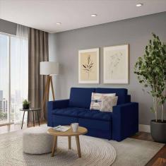 Imagem de sofá 3 lugares retrátil nion linho azul marinho 180 cm